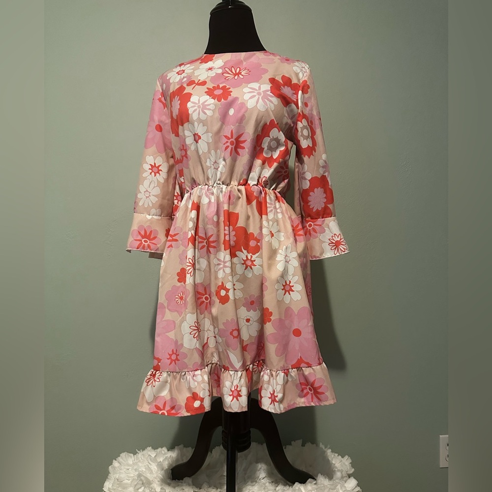 SHEIN Pink Floral Barbiecore Midi Dress – Size S - Picture 3 of 6
